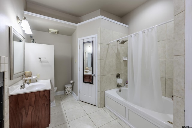 21327 Altuda Ln, Flint, TX 75762 - full bath featuring vanity, tile patterned flooring, and shower / tub combo with curtain