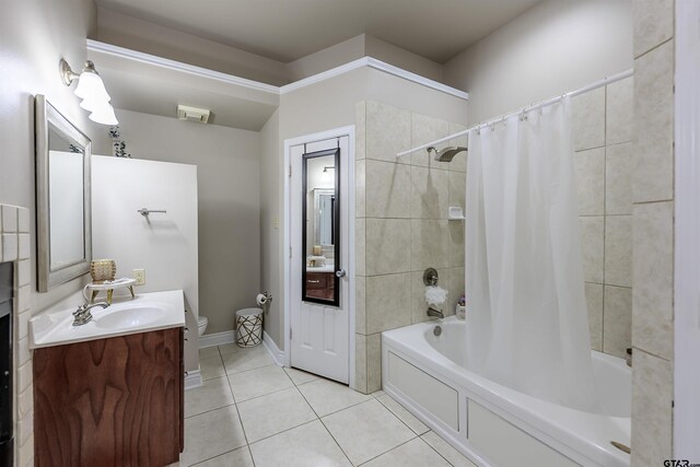 21327 Altuda Ln, Flint, TX 75762 - full bathroom featuring vanity, tile patterned flooring, shower / tub combo, and toilet