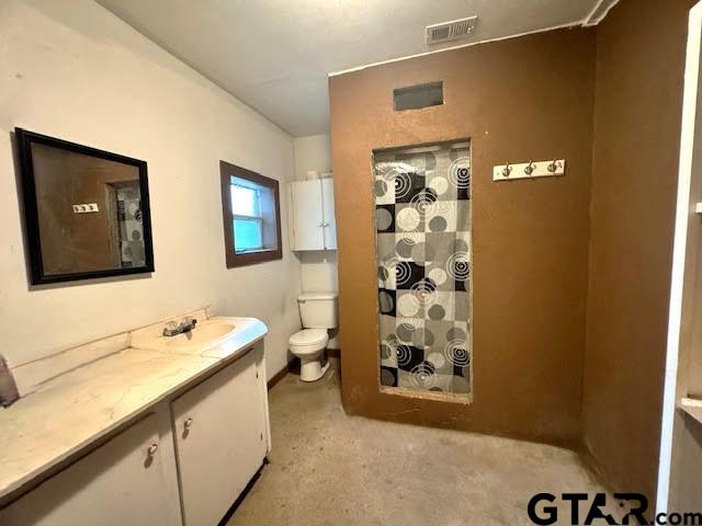 bathroom featuring vanity and toilet