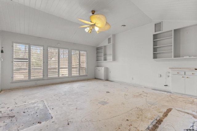 unfurnished living room with visible vents and vaulted ceiling