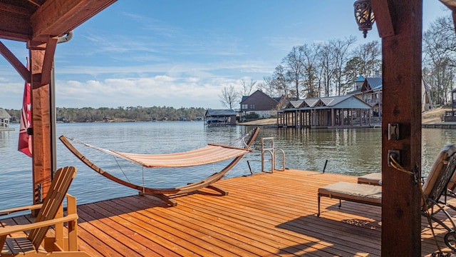 view of dock featuring a water view