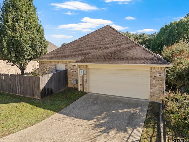 exterior space with a garage