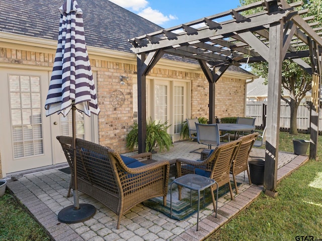 view of patio with a pergola