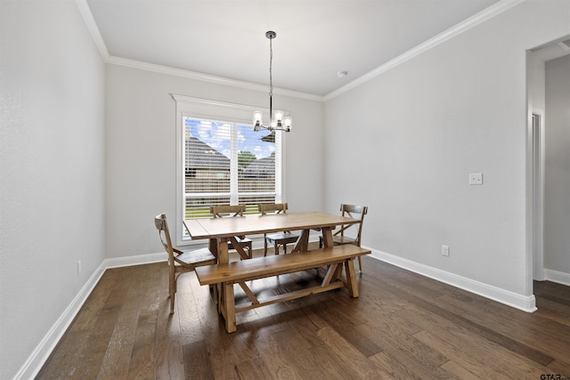 11918 Gillian Ct, Tyler, TX 75703 - dining area with dark wood-type flooring, a chandelier, ornamental molding, and baseboards