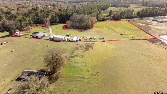 bird's eye view featuring a rural view