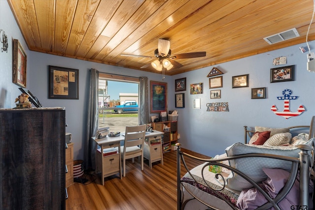 111 Little River Bnd, Quitman, TX 75783 - bedroom featuring wood finished floors, visible vents, and wooden ceiling