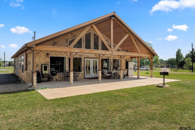 111 Little River Bnd, Quitman, TX 75783 - back of house with a patio, a yard, and french doors