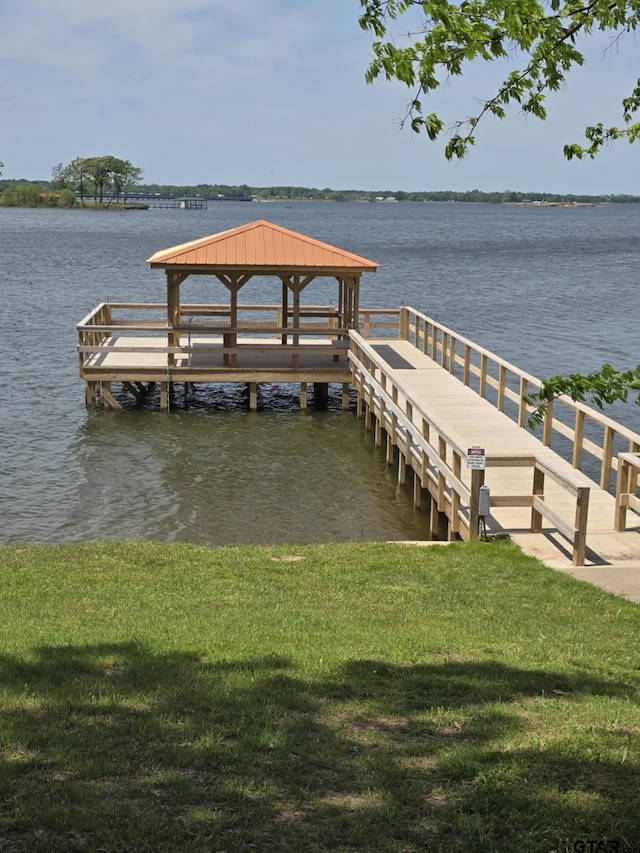 111 Little River Bnd, Quitman, TX 75783 - dock area with a water view and a lawn