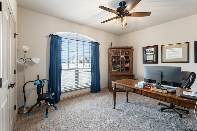 2921 W Alamosa Dr, Terrell, TX 75160 - carpeted office space with healthy amount of natural light, a ceiling fan, and baseboards