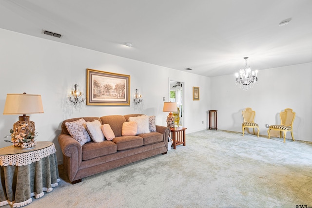 1901 Livingston St, Longview, TX 75601 - carpeted living room with a chandelier