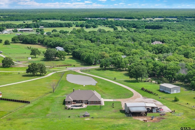 birds eye view of property featuring a rural view