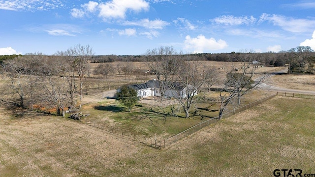 birds eye view of property featuring a rural view