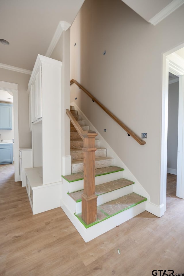 529 Eland Way, Bullard, TX 75757 - stairs with crown molding and wood finished floors