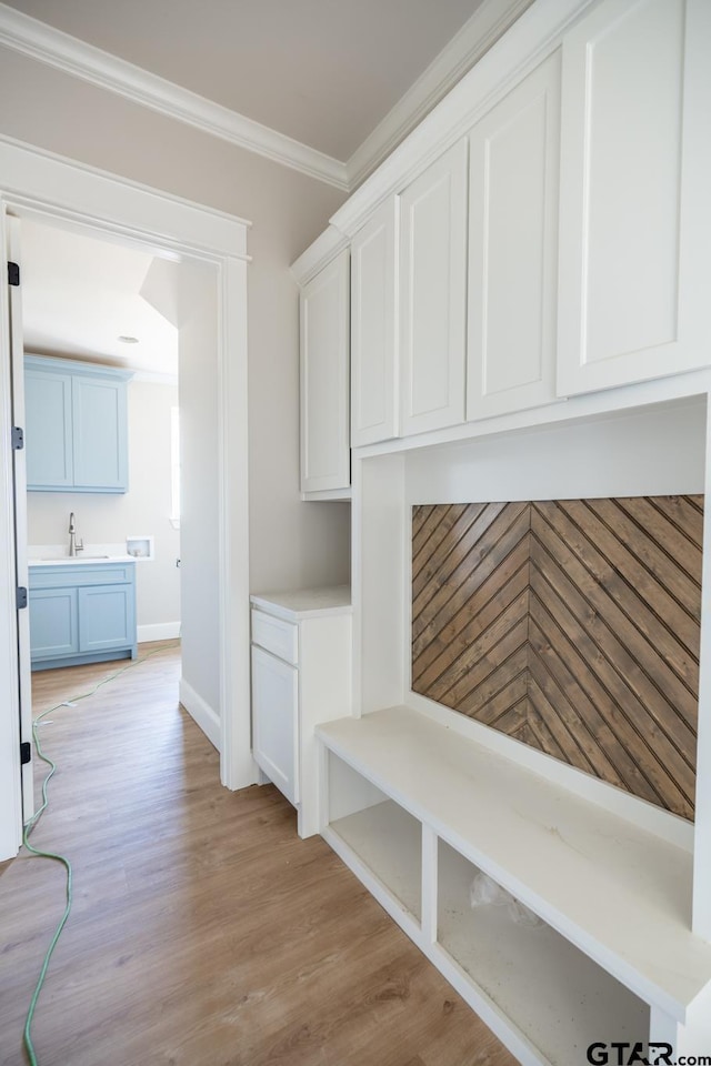 529 Eland Way, Bullard, TX 75757 - mudroom with ornamental molding and light wood-type flooring