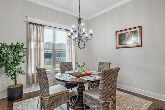 7306 Tule Creek Ln, Tyler, TX 75703 - dining space featuring a chandelier, ornamental molding, and wood finished floors