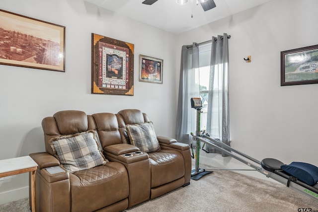 7306 Tule Creek Ln, Tyler, TX 75703 - carpeted home theater featuring a ceiling fan