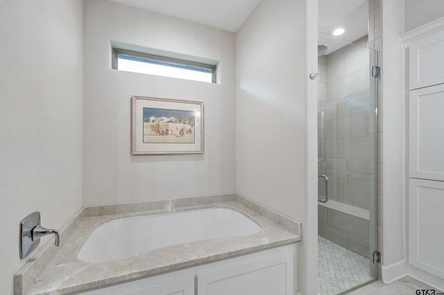 7306 Tule Creek Ln, Tyler, TX 75703 - bathroom featuring a stall shower and a garden tub