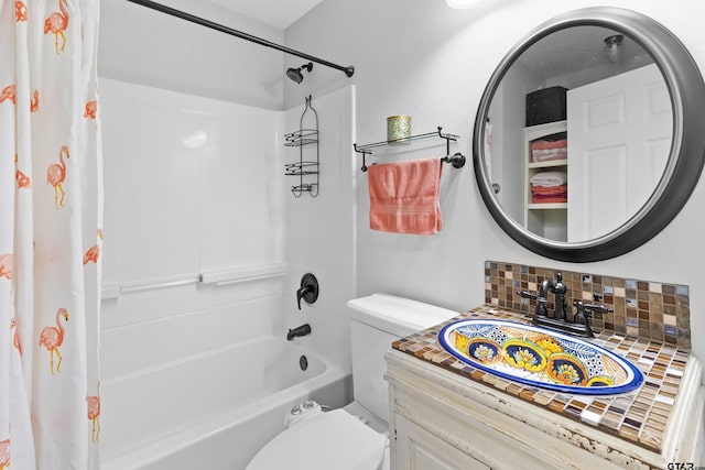 321 Inwood, Bullard, TX 75757 - full bath featuring toilet, vanity, shower / bath combo, and tasteful backsplash