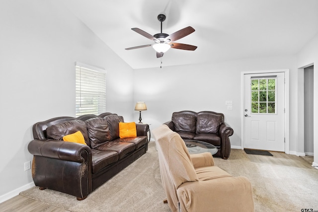 321 Inwood, Bullard, TX 75757 - living area with vaulted ceiling, ceiling fan, and baseboards
