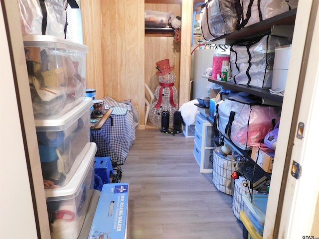 storage room with water heater