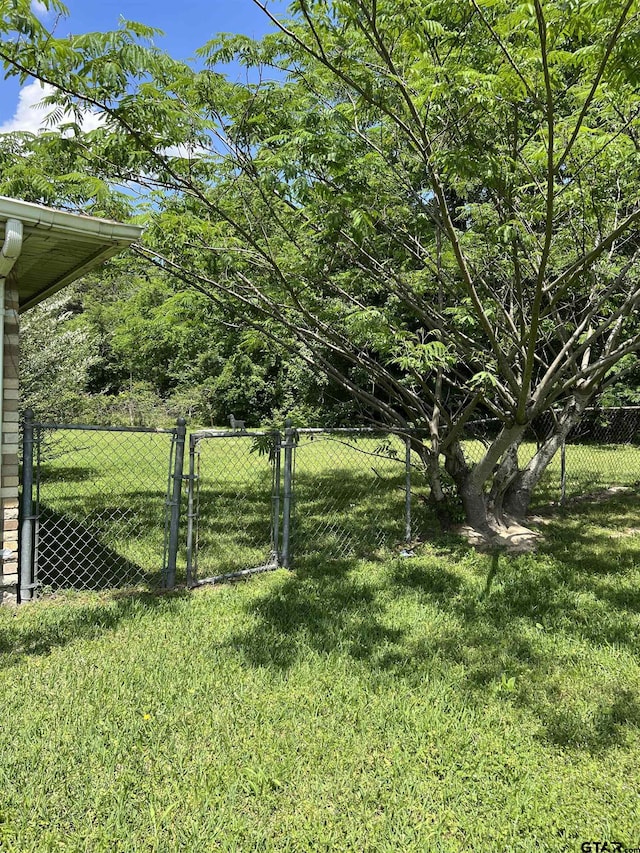 view of yard with fence and a gate