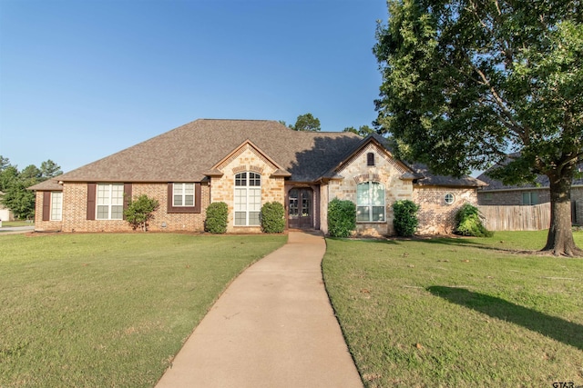 view of front of house featuring a front lawn