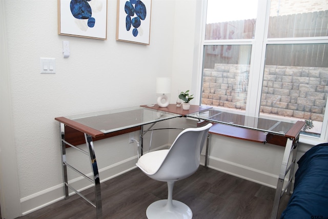 office space featuring dark hardwood / wood-style floors