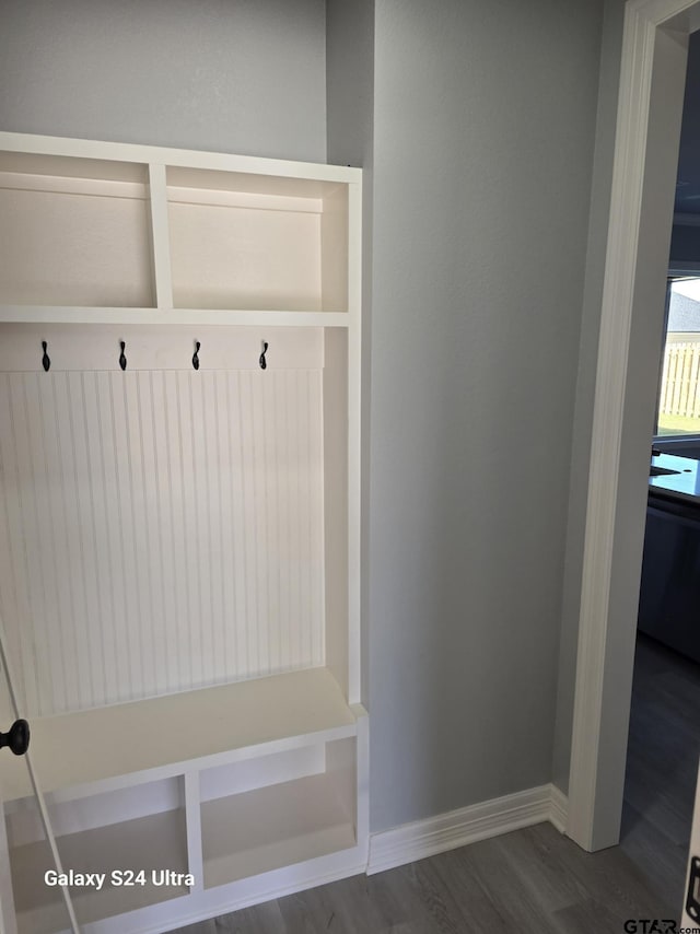 mudroom featuring hardwood / wood-style floors