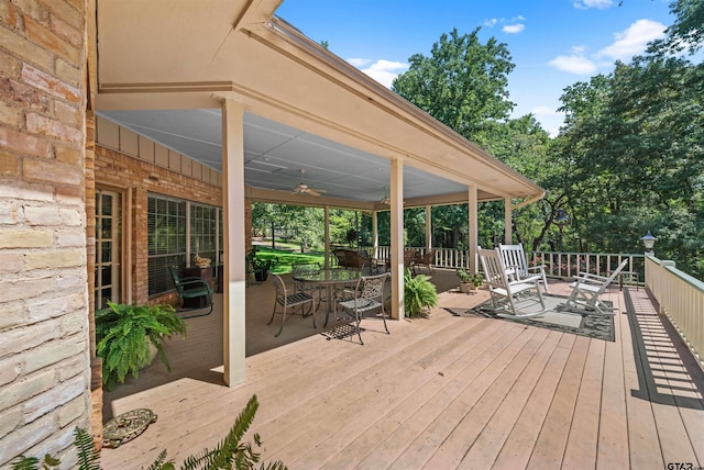 deck featuring ceiling fan