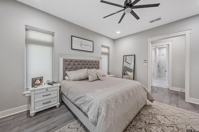 14611 Twin Pines Ln, Lindale, TX 75771 - bedroom featuring recessed lighting, dark wood-type flooring, and ceiling fan