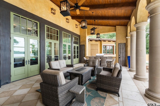 4573 Cascades Shoreline Dr, Tyler, TX 75709 - view of patio / terrace featuring french doors and an outdoor living space