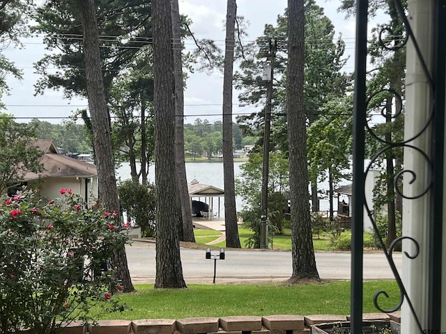 view of property's community with a water view
