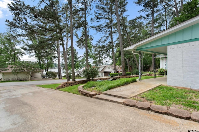 exterior space with brick siding