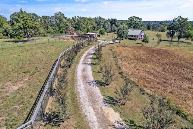 drone / aerial view featuring a rural view