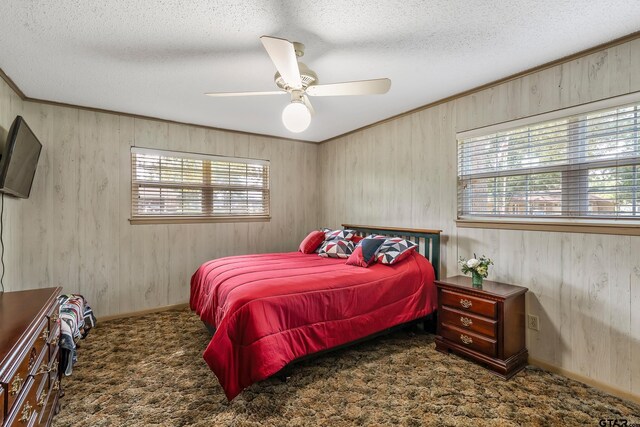 110 Leisure Ln, Whitehouse, TX 75791 - bedroom featuring a textured ceiling, ceiling fan, and carpet