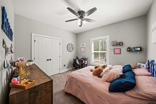 15920 Shepards Gln, Lindale, TX 75771 - carpeted bedroom with baseboards and a ceiling fan