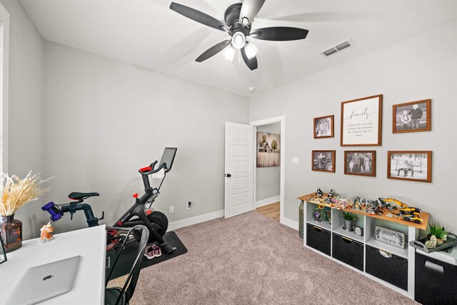 15920 Shepards Gln, Lindale, TX 75771 - carpeted office space with visible vents, baseboards, and a ceiling fan