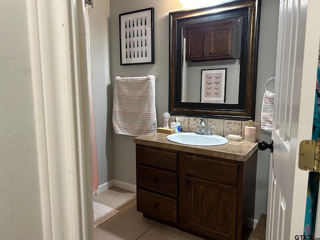 bathroom with vanity and tile patterned floors