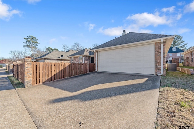 garage featuring central AC unit