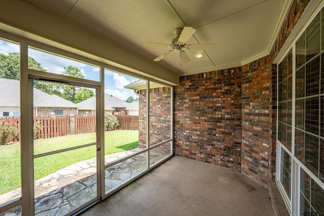 665 Bunker Dr, Tyler, TX 75703 - unfurnished sunroom featuring ceiling fan