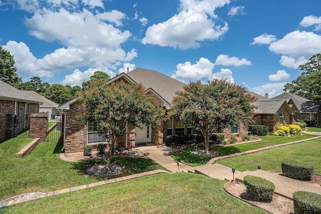665 Bunker Dr, Tyler, TX 75703 - obstructed view of property with a front yard and brick siding
