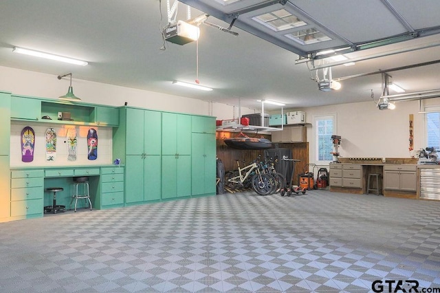 garage with a garage door opener