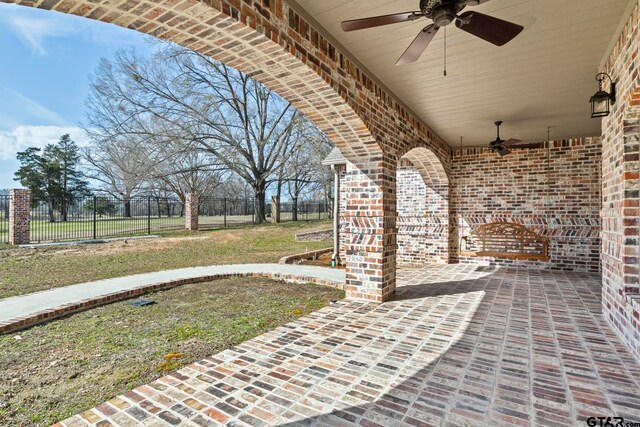 view of patio / terrace with ceiling fan