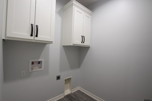 19379 Cedarpark Pl, Lindale, TX 75771 - laundry area featuring cabinet space, hookup for an electric dryer, hookup for a washing machine, and dark wood-style floors