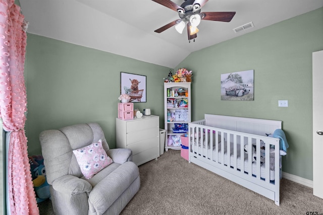 2531 Guinn Farms Rd, Tyler, TX 75707 - bedroom with carpet, lofted ceiling, ceiling fan, and baseboards