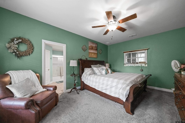 2531 Guinn Farms Rd, Tyler, TX 75707 - bedroom with carpet floors, a ceiling fan, ensuite bathroom, and baseboards