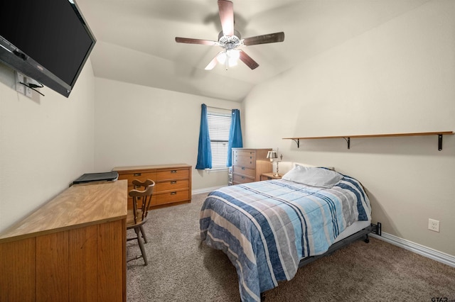2531 Guinn Farms Rd, Tyler, TX 75707 - bedroom featuring carpet floors, baseboards, lofted ceiling, ceiling fan, and an office area