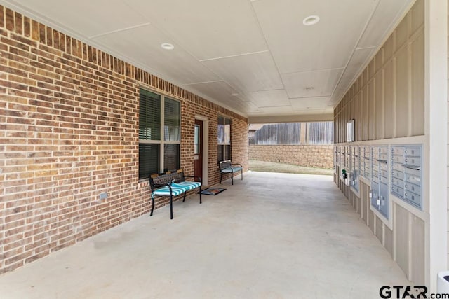 view of patio with mail area