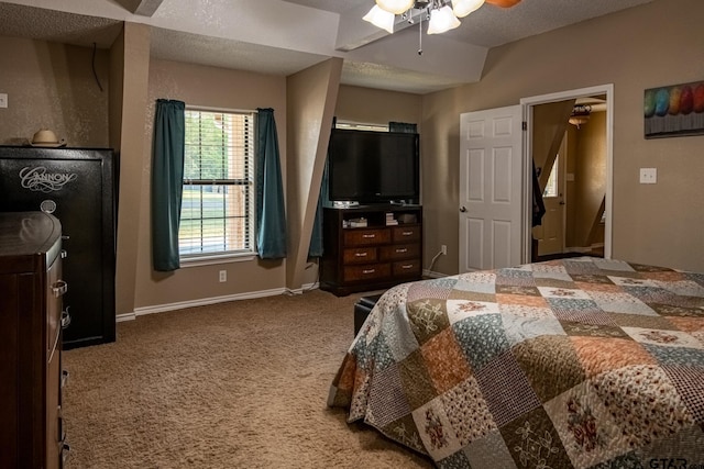 200 County Road 1520, Mount Pleasant, TX 75455 - bedroom featuring a ceiling fan, baseboards, carpet, and a textured ceiling