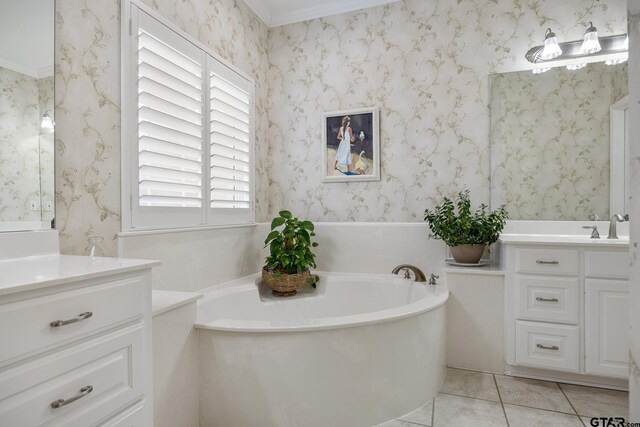 110 Carmel, Bullard, TX 75757 - bathroom with vanity, a bath, and tile patterned floors